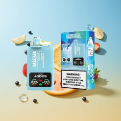 Razz Bar 40000 Frambuesa Azul Helada-Sandía con Chicle y Pantalla de Potencia